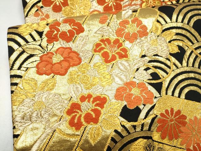 平和屋着物●希少 だらり帯 芸姑 舞妓 唐織 黒地 金糸 正絹 逸品 CABI9004hy