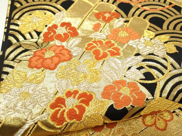 平和屋着物●希少 だらり帯 芸姑 舞妓 唐織 黒地 金糸 正絹 逸品 CABI9004hy