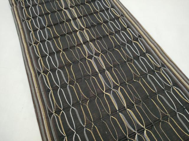 平和屋着物●六通柄袋帯 もじり織 幾何学文様 金糸 正絹 逸品 CABI9009hy