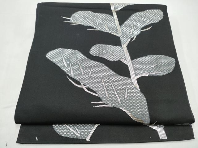 平和屋着物●桝屋高尾 六通柄袋帯 枝葉文 銀糸 正絹 逸品 CABI9020hy