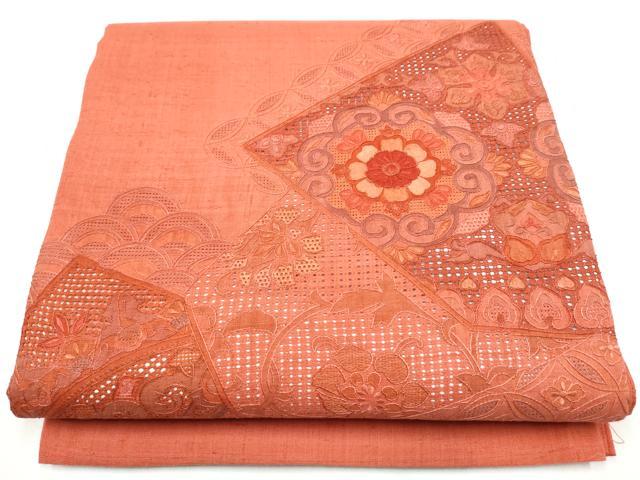 平和屋着物●中国三大刺繍 スワトウ相良刺繍 総刺繍 太鼓柄袋帯 紬地 吉祥花文 正絹 逸品 CABI9021hy