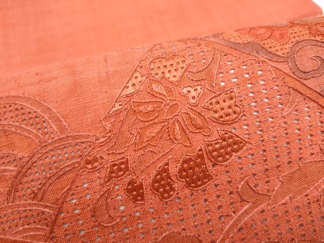 平和屋着物●中国三大刺繍 スワトウ相良刺繍 総刺繍 太鼓柄袋帯 紬地 吉祥花文 正絹 逸品 CABI9021hy