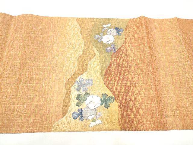 平和屋着物▽太鼓柄袋帯 スリーシーズン 春夏秋 すくい織 枝菊文 金糸 正絹 逸品 CABI9025hy