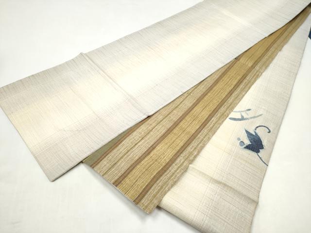 平和屋着物▽両面 太鼓柄袋帯 スリーシーズン 春夏秋 すくい織 葡萄蔦の葉文 正絹 逸品 CABI9028hy