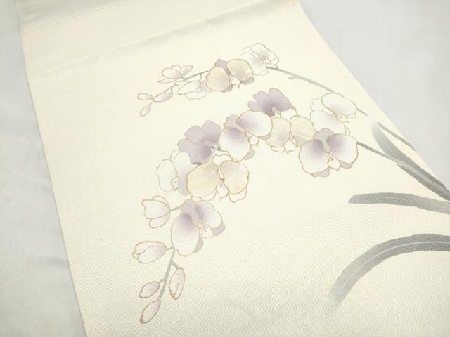 平和屋着物●太鼓柄袋帯 螺鈿箔 胡蝶蘭 金彩 正絹 逸品 CABI9030hy