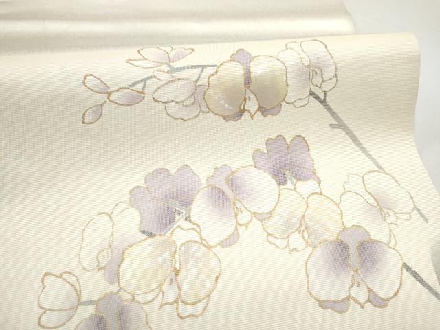 平和屋着物●太鼓柄袋帯 螺鈿箔 胡蝶蘭 金彩 正絹 逸品 CABI9030hy