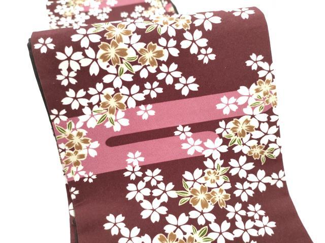 平和屋着物●両面 半幅帯 エ霞舞桜文 CABI9036hy