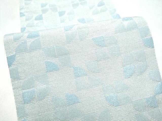 平和屋着物●撫松庵 両面 半幅帯 幾何学文様 銀糸 CABI9037hy