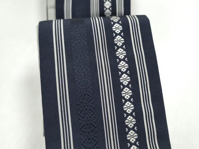 平和屋着物●男性 本場筑前博多織 両面 角帯 博多山笠 献上 正絹 逸品 CABI9052hy