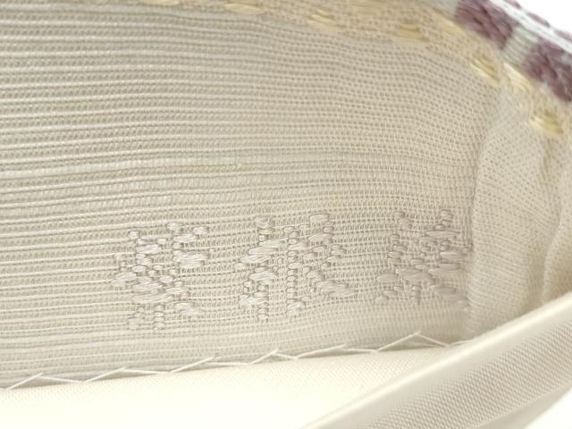 平和屋着物●六通柄袋帯 花織 紫根染 幾何学文様 正絹 逸品 CABI9053hy