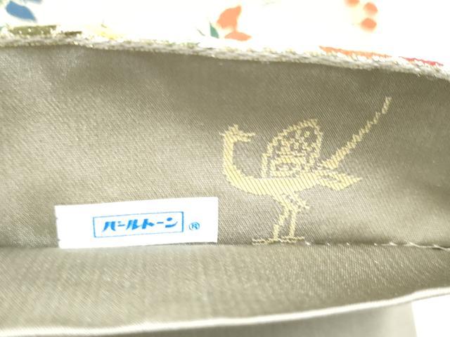 平和屋着物●西陣 白綾苑大庭 六通柄袋帯 切嵌飛鶴草場な文 金糸 正絹 逸品 CABI9054hy