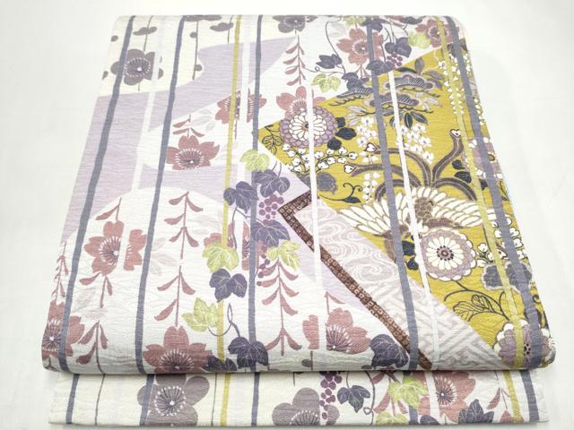 平和屋着物●両面 全通柄袋帯 泥染め 鳳凰花文 反端付き 正絹 逸品 CABI9061hy