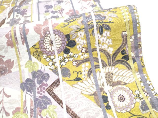 平和屋着物●両面 全通柄袋帯 泥染め 鳳凰花文 反端付き 正絹 逸品 CABI9061hy