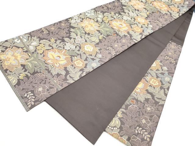 平和屋着物●西陣 服部織物謹製 六通柄袋帯 草花文 金糸 正絹 逸品 CABI9085hy