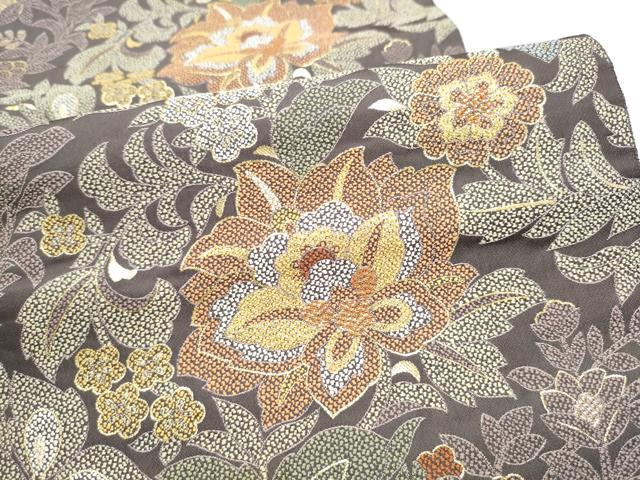 平和屋着物●西陣 服部織物謹製 六通柄袋帯 草花文 金糸 正絹 逸品 CABI9085hy