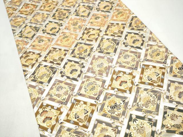 平和屋着物●田中工芸織物 祥園謹製 六通柄袋帯 唐織 草花菱文 金銀糸 正絹 逸品 CABI9087hy