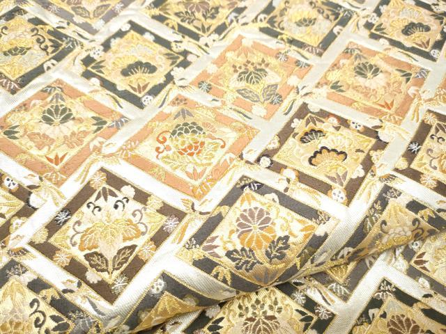 平和屋着物●田中工芸織物 祥園謹製 六通柄袋帯 唐織 草花菱文 金銀糸 正絹 逸品 CABI9087hy