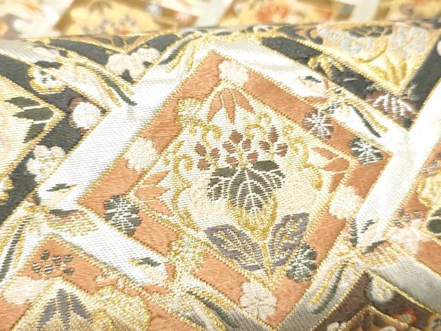 平和屋着物●田中工芸織物 祥園謹製 六通柄袋帯 唐織 草花菱文 金銀糸 正絹 逸品 CABI9087hy