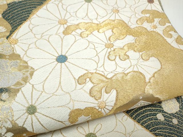 平和屋着物●六通柄袋帯 唐織 流水宝尽くし花文 金銀糸 正絹 逸品 CABI9089hy