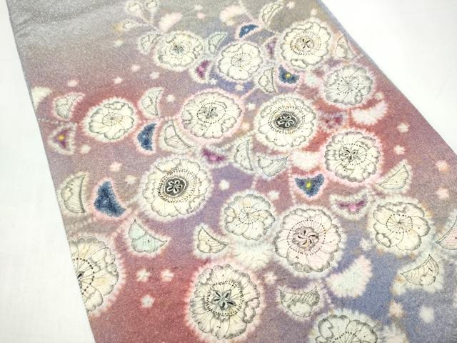 平和屋着物●太鼓柄袋帯 作家物 絞り 辻が花 銀通し地 正絹 逸品 CABI9091hy