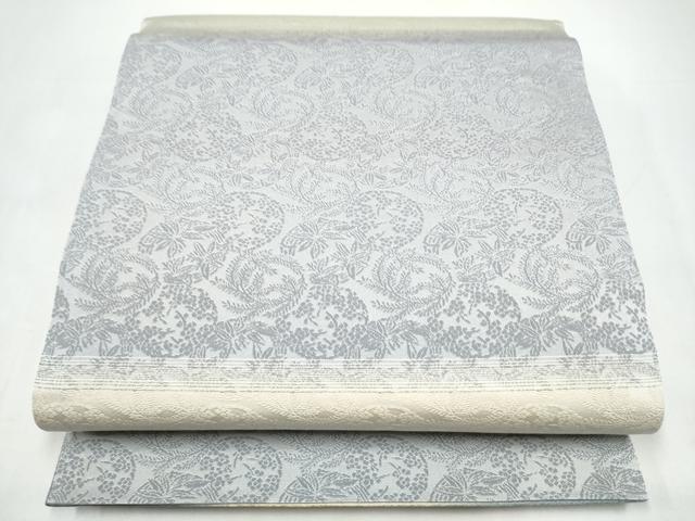 平和屋着物●両面 太鼓柄袋帯 作家物 手描き 枝葉鳥文 金銀彩 正絹 逸品 CABI9097hy