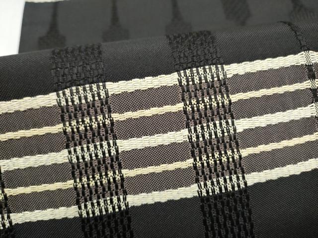 平和屋着物●六通柄袋帯 幾何学文様 黒地 さが美扱い 正絹 逸品 CABI9099hy