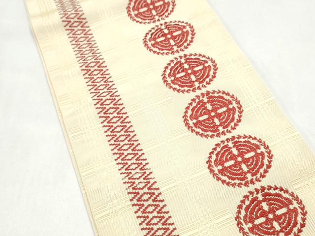 平和屋着物●本場筑前博多織 半幅帯 幾何学文様 正絹 逸品 CABI9103hy