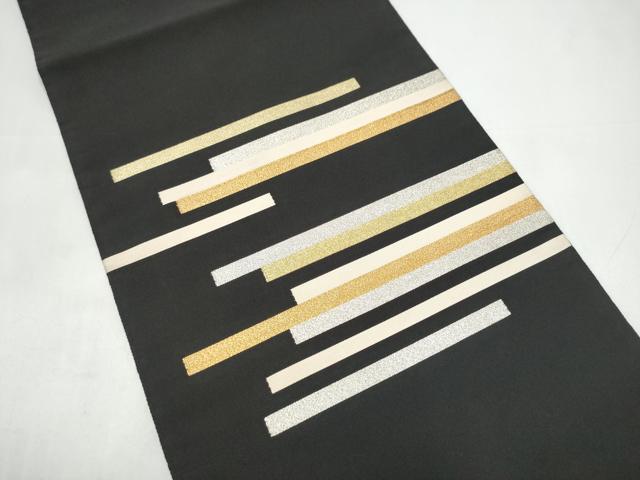 平和屋着物●爪掻き本綴れ 八寸名古屋帯 霞文 黒地 正絹 逸品 CABI9122hy