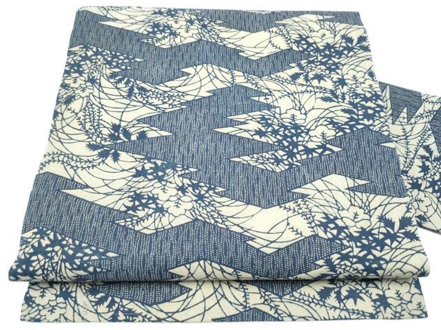 平和屋着物●全通柄 九寸名古屋帯 型染め 草花文 正絹 逸品 CABI9133hy