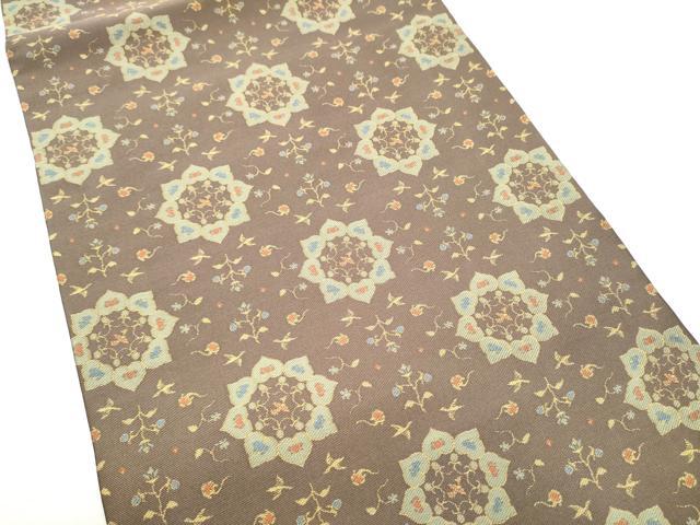 平和屋着物●全通柄 九寸開き名古屋帯 花鳥文 正絹 逸品 CABI9136hy