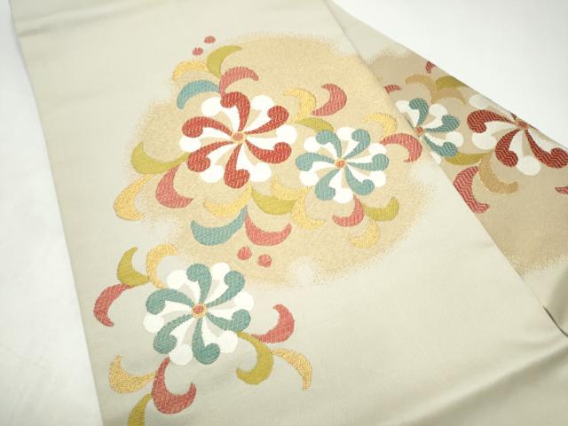 平和屋着物●九寸名古屋帯 唐織 花唐草文 金糸 正絹 逸品 CABI9137hy