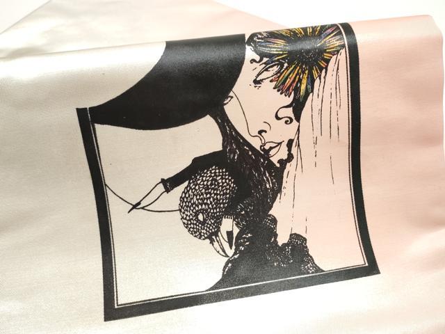 平和屋着物●現代の憂氣世絵師 米倉斉加年 九寸名古屋帯 犬神博士 正絹 逸品 CABI9145hy