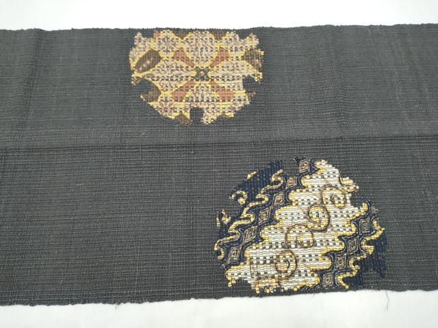 平和屋着物●八寸名古屋帯 紬地 雪輪花文 正絹 逸品 CABI9147hy