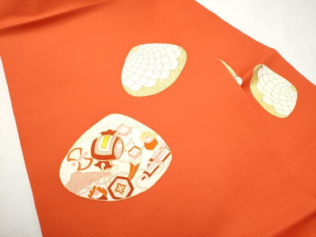 平和屋着物●九寸名古屋帯 刺繍 貝合せ宝尽くし文 金彩 正絹 逸品 CABI9149hy