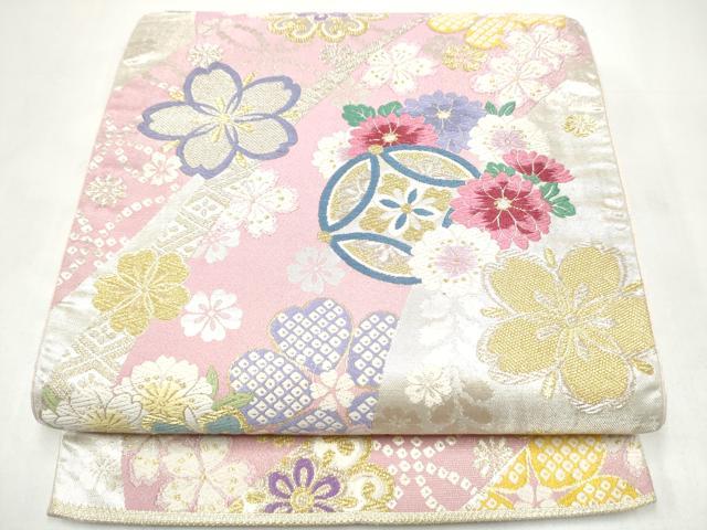 平和屋着物●六通柄袋帯 唐織 七宝花文 金銀糸 正絹 逸品 CABI9154hy