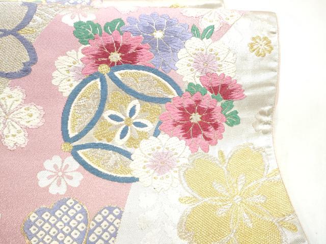 平和屋着物●六通柄袋帯 唐織 七宝花文 金銀糸 正絹 逸品 CABI9154hy
