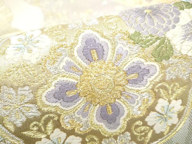 平和屋着物●六通柄袋帯 唐織 正倉院花文 金銀糸 正絹 逸品 CABI9156hy