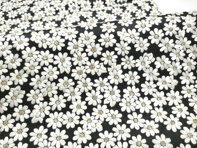 平和屋着物●袋帯 総刺繍 舞花文 黒地 金糸 正絹 逸品 CABI9159hy