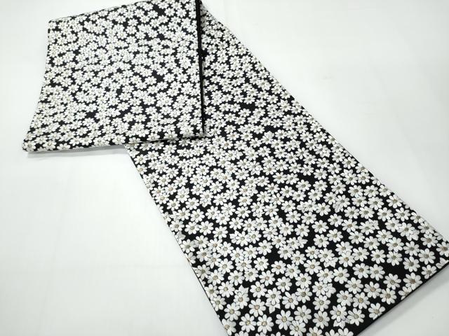 平和屋着物●袋帯 総刺繍 舞花文 黒地 金糸 正絹 逸品 CABI9159hy