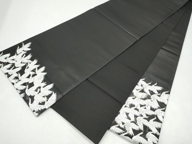 平和屋着物●太鼓柄袋帯 総刺繍 千羽鶴 黒地 金糸 正絹 逸品 CABI9161hy