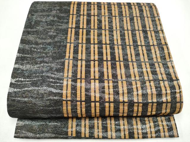 平和屋着物●二代目 川村久太郎 全通柄袋帯 間道 銀糸 正絹 逸品 CABI9163hy