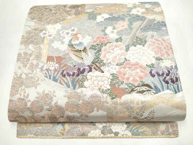 平和屋着物●六通柄袋帯 唐織 九百錦 花鳥春秋屏風文 金糸 正絹 逸品 CABI9176hy