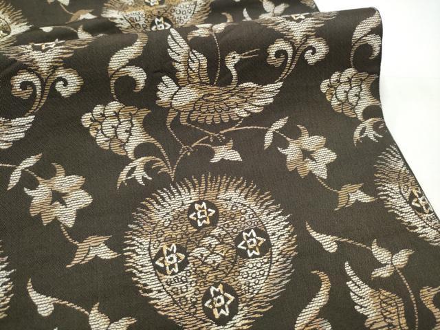 平和屋着物●全通柄 本袋帯 飛鶴更紗花文 金糸 松坂屋扱い 正絹 逸品 CABI9177hy