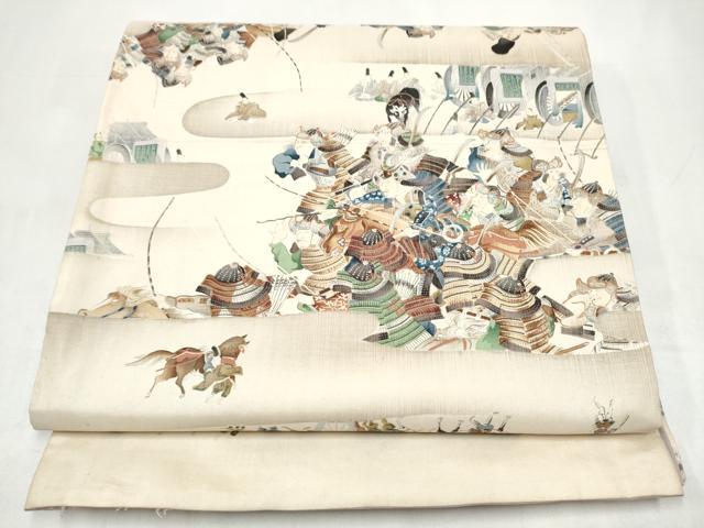 平和屋着物●全通柄袋帯 戦国時代 武士 正絹 逸品 CABI9187hy