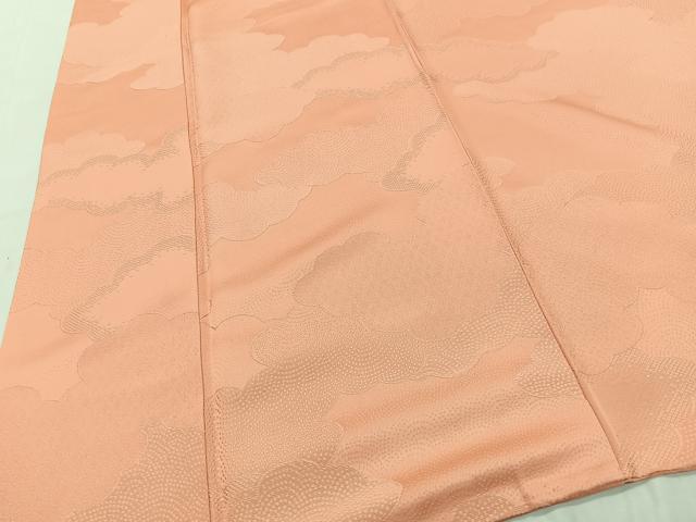 平和屋着物■上質な色無地 雲取り地紋 肉桂色 正絹 逸品 CABI9226ua