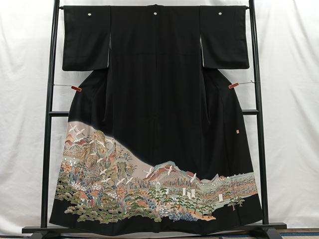 平和屋着物■豪華黒留袖 作家物 飛鶴風景文 暈し染め 正絹 逸品 CABI9235ua