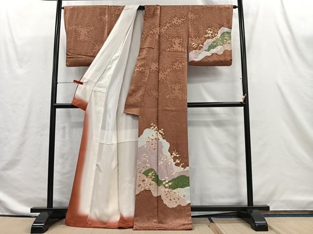 平和屋着物■訪問着 流水草花文 正絹 逸品 CABI9237ua