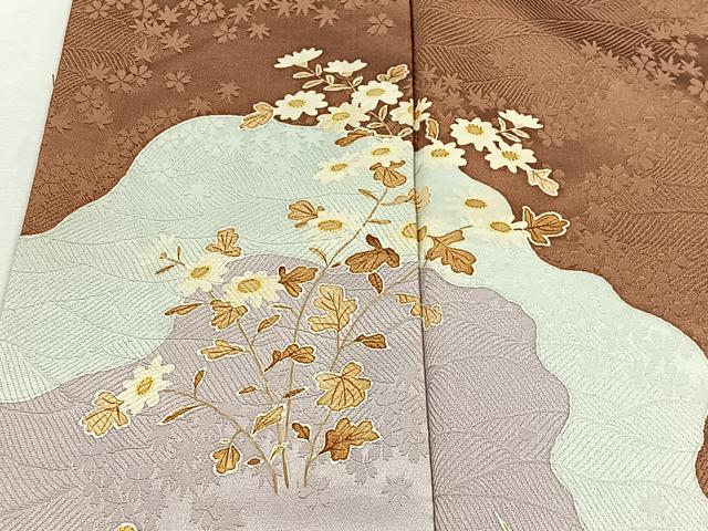 平和屋着物■訪問着 流水草花文 正絹 逸品 CABI9237ua