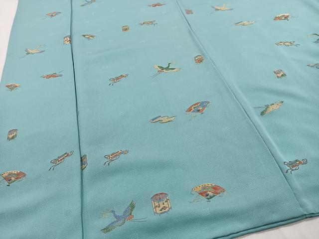 平和屋着物■上質な小紋 寿光織 吉祥文 花喰鳥 金糸 正絹 逸品 CABI9247ua