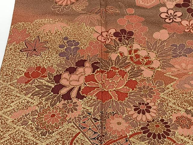 平和屋着物■訪問着 駒刺繍 飛鶴草花文 暈し染め 金彩 正絹 逸品 CABI9252ua